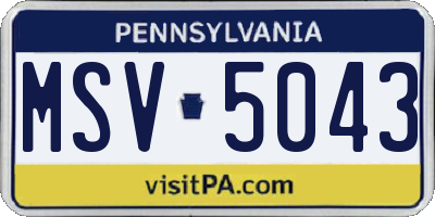 PA license plate MSV5043