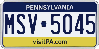 PA license plate MSV5045