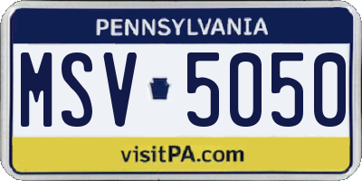 PA license plate MSV5050