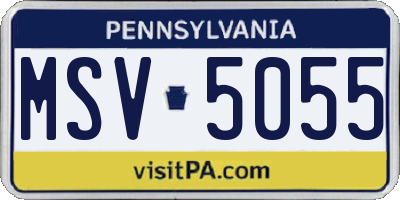 PA license plate MSV5055