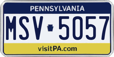 PA license plate MSV5057