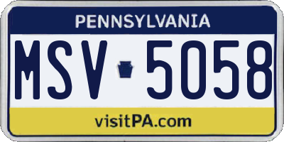 PA license plate MSV5058