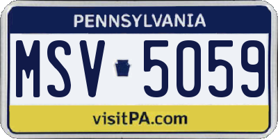 PA license plate MSV5059