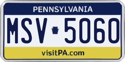 PA license plate MSV5060