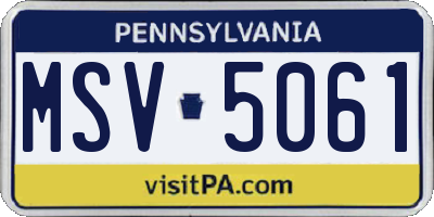 PA license plate MSV5061