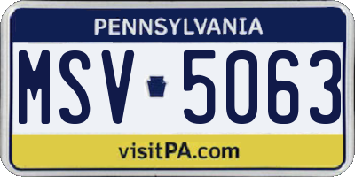PA license plate MSV5063