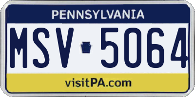 PA license plate MSV5064