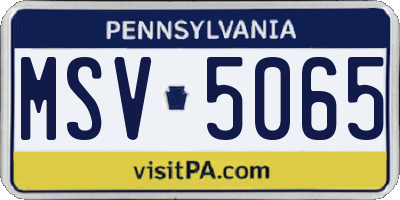 PA license plate MSV5065