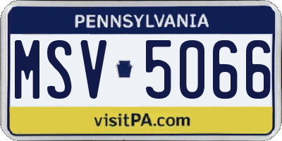 PA license plate MSV5066