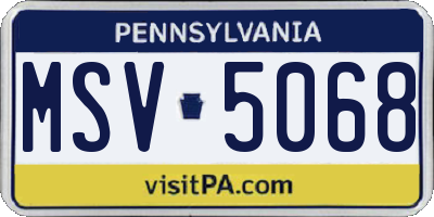 PA license plate MSV5068