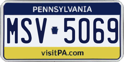 PA license plate MSV5069