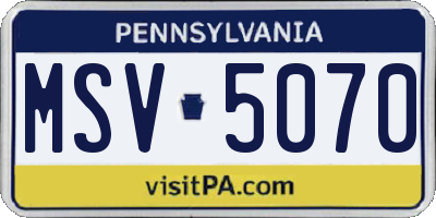 PA license plate MSV5070
