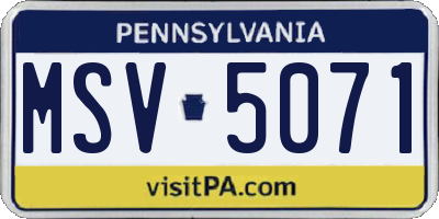 PA license plate MSV5071