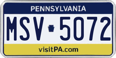 PA license plate MSV5072