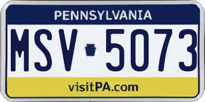 PA license plate MSV5073
