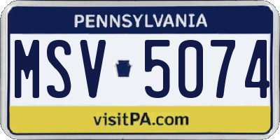 PA license plate MSV5074