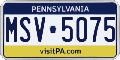 PA license plate MSV5075