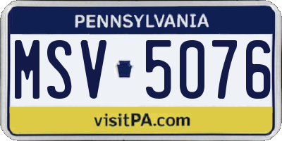 PA license plate MSV5076