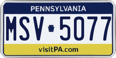 PA license plate MSV5077