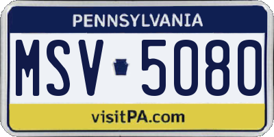 PA license plate MSV5080