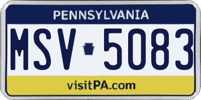 PA license plate MSV5083