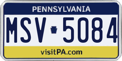 PA license plate MSV5084