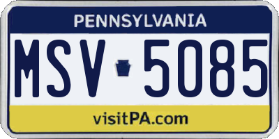 PA license plate MSV5085