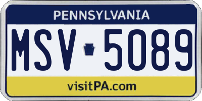 PA license plate MSV5089