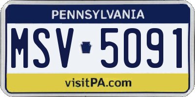 PA license plate MSV5091