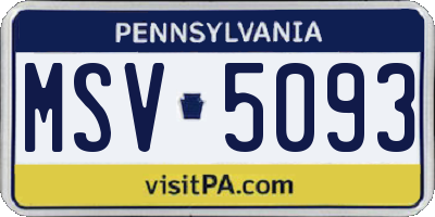PA license plate MSV5093