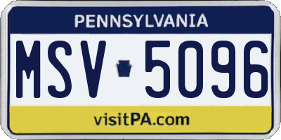 PA license plate MSV5096