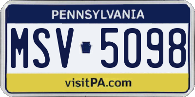 PA license plate MSV5098