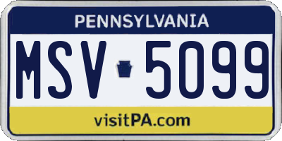 PA license plate MSV5099