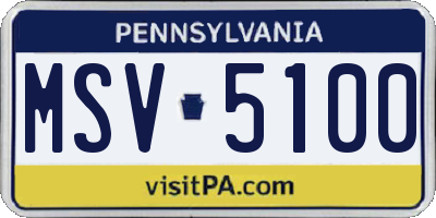 PA license plate MSV5100