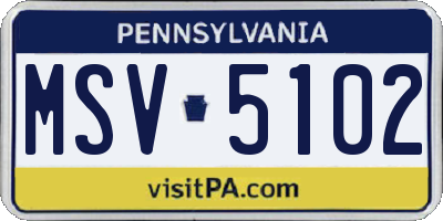 PA license plate MSV5102