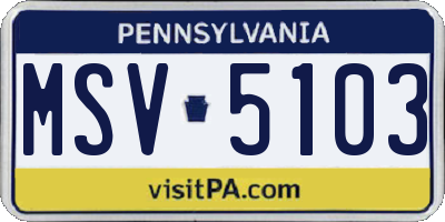 PA license plate MSV5103