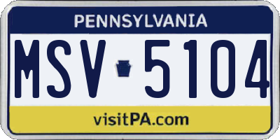 PA license plate MSV5104