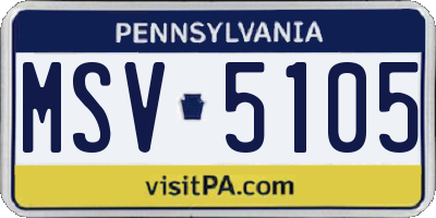 PA license plate MSV5105