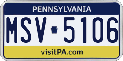 PA license plate MSV5106