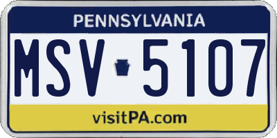 PA license plate MSV5107