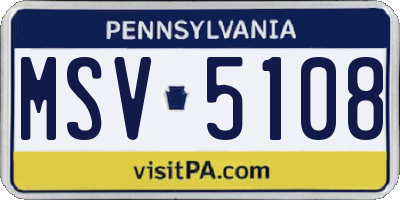 PA license plate MSV5108