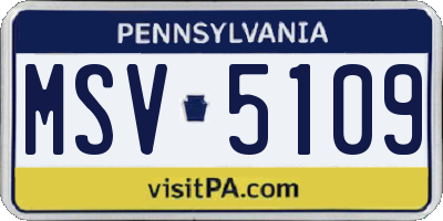 PA license plate MSV5109