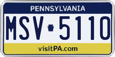 PA license plate MSV5110