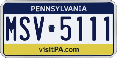 PA license plate MSV5111