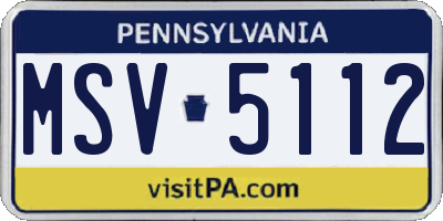 PA license plate MSV5112