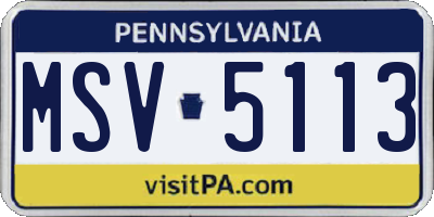 PA license plate MSV5113