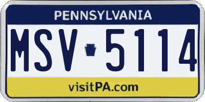 PA license plate MSV5114