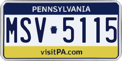 PA license plate MSV5115