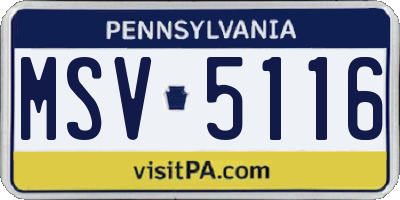 PA license plate MSV5116