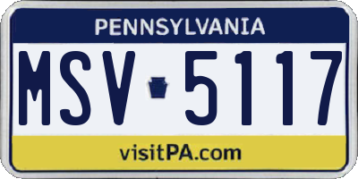 PA license plate MSV5117